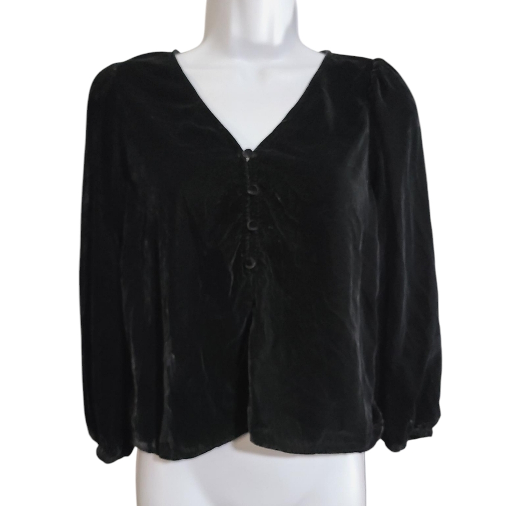 OLD NAVY black velvet top XS